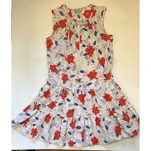 Court Street Fit & Flare Dress Womens Medium Multi Ditsy Floral Tiered Zip Front